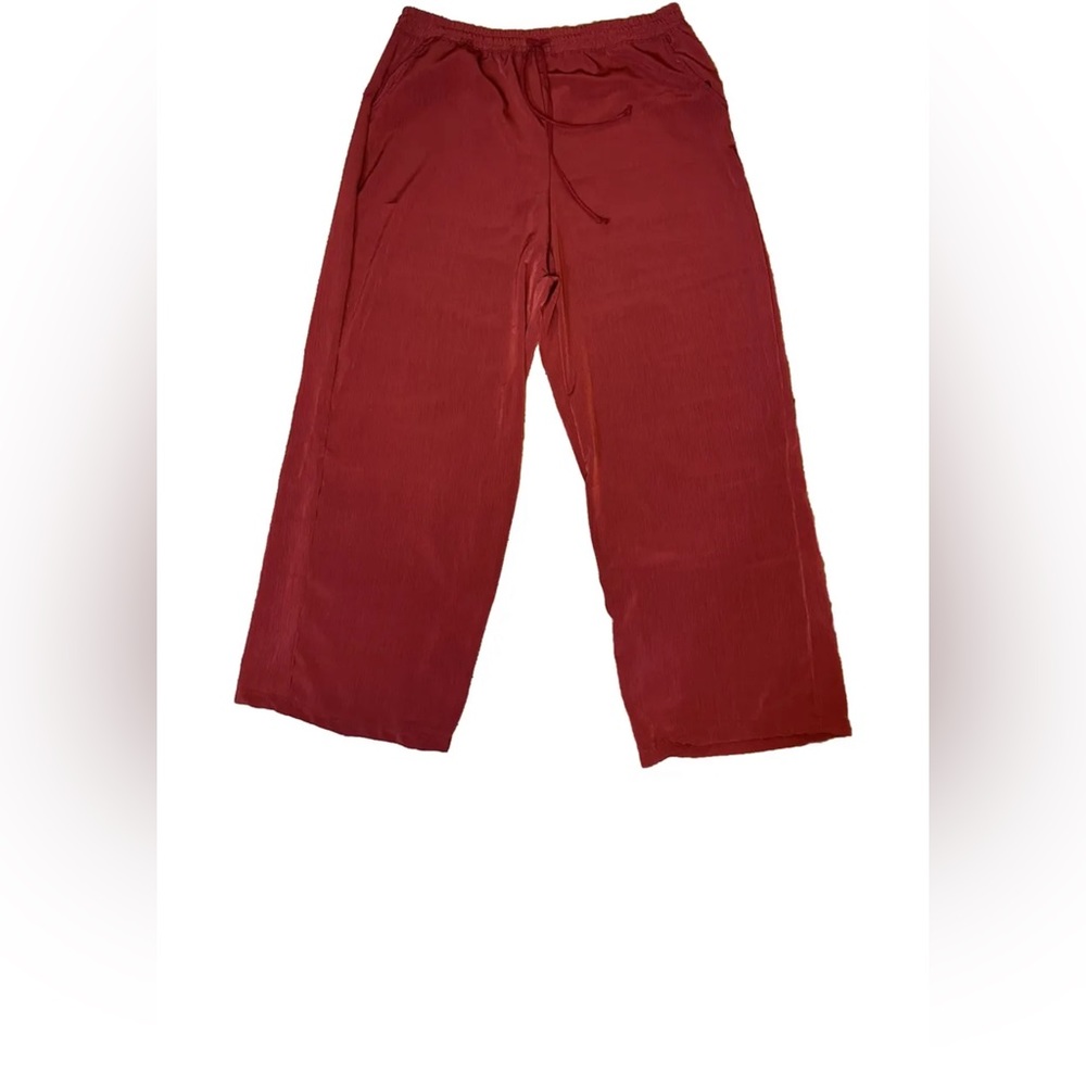 French Laundry Womens Size Large Dress Pants Drawstring‎ Pockets Wide Leg Red